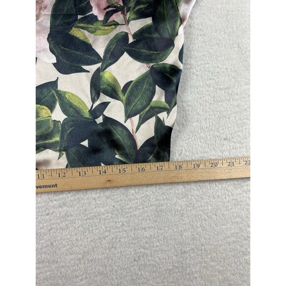 Sioni Women's Floral Palm Satin Print~ Short Sleeve Stretch Sweater Size Small * - Picture 3 of 6